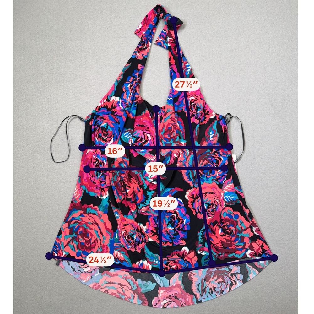 Magicsuit Women's Sonic Blooms Sophie Underwire Tankini Top black multi 14 $128 - Picture 3 of 9